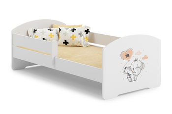 Łóżko dziecięce LUK 160x80 barierka grafika - Słonik