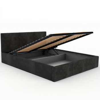 Łóżko podwójne tapicerowane VALENTINO 160x200 pojemnik na pościel - Czarny