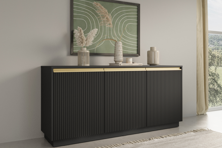 Komoda PRESTIGE 154 cm - Czarny / Złoty