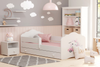 Łóżko dziecięce FALA 140x70 barierka szuflada grafika - Kot 