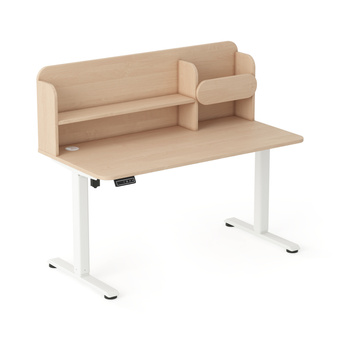 Biurko elektryczne ELISS 4 dziecięce 120x65 cm z nadstawką - Brzoza / Biały