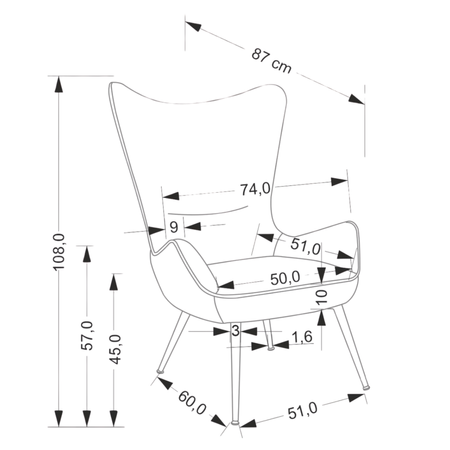 Fotel wypoczynkowy VALERIA - Piaskowy Krem
