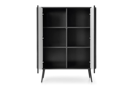 Komoda ZOYA 129 cm fronty ryflowane, nóżki metalowe loft - Czarny