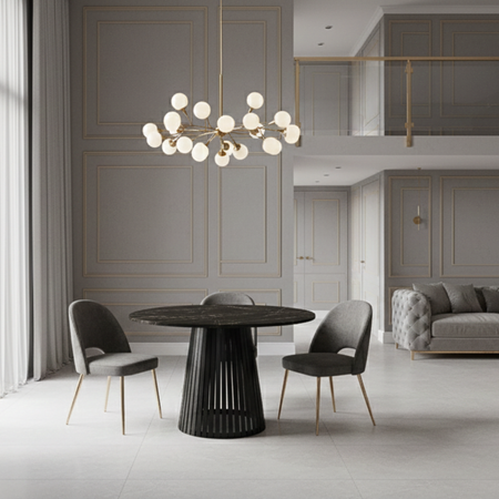 Stół okrągły VELORE - Czarny Marmur