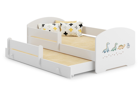 Łóżko dziecięce podwójne wysuwane LUK II 160x80 - Dinozaury