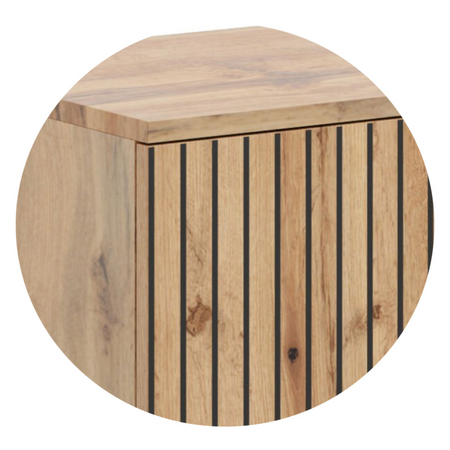 Komoda FONDI szafka z regałem loft, nogi metalowe, nadruk lamele - Dąb Craft