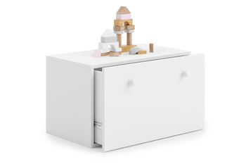 Skrzynia na zabawki INGA - Biała, uchwyty białe