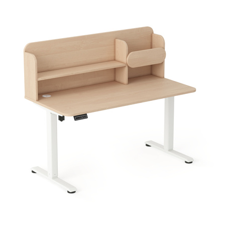 Biurko elektryczne ELISS 4 dziecięce 100x65 cm z nadstawką - Brzoza / Biały