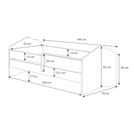 Łóżko dziecięce FALA 140x70 barierka - Biały