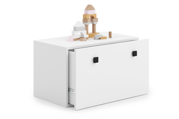 Skrzynia na zabawki INGA - Biała, uchwyty czarne