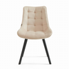 Zestaw 4 krzeseł ROXY tapicerowanych welurowych pikowanych - kolor Kremowy, nogi Czarne