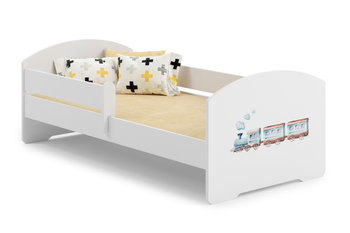 Łóżko dziecięce LUK 160x80 barierka grafika - Pociąg
