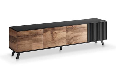 Szafka RTV MODERN 200 cm loft - Dąb Wotan / Czarny