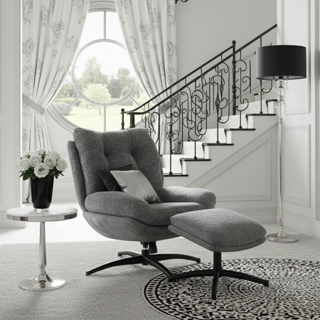 Fotel AMARO z podnóżkiem funkcja kołyski - Szary