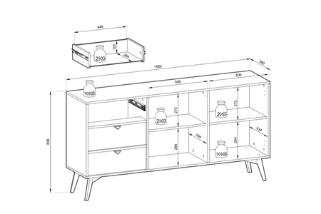 Komoda VINORA 158 cm - Beż Piaskowy