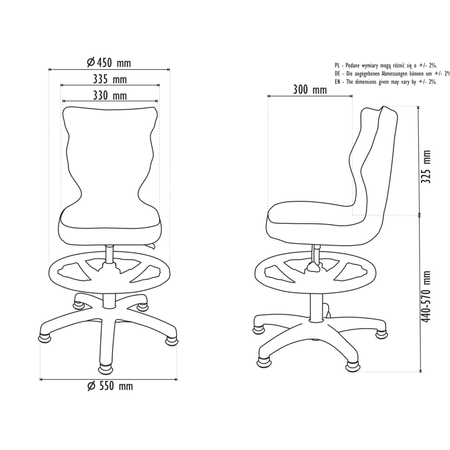 Krzesło dziecięce ergonomiczne LUMI 3 - Szare/ Noga Czarna