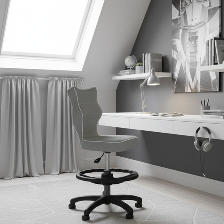 Krzesło dziecięce ergonomiczne LUMI 3 - Szare/ Noga Czarna