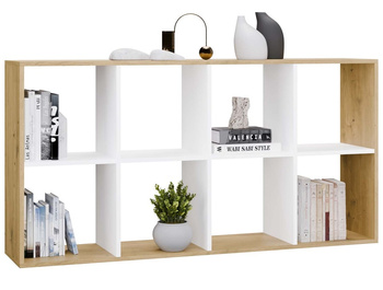 Regał otwarty komorowy 2x4 - kolor Dąb artisan / Biały