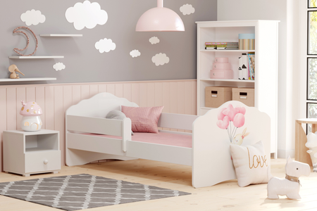 Łóżko dziecięce FALA 140x70 barierka grafika - Bunny