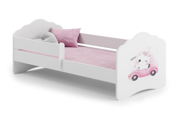 Łóżko dziecięce FALA 140x70 barierka grafika - Kot