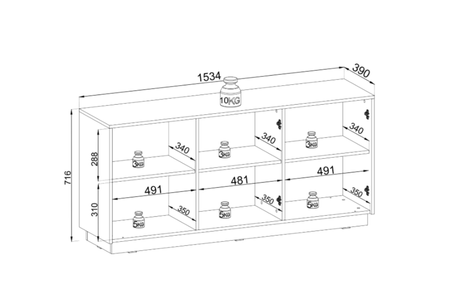 Komoda PRESTIGE 154 cm - Beżowy / Złoty