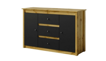 Komoda LENA 127 cm - kolor Dąb wotan / czarny