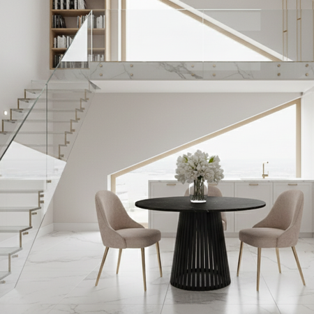 Stół okrągły VELORE - Czarny Marmur