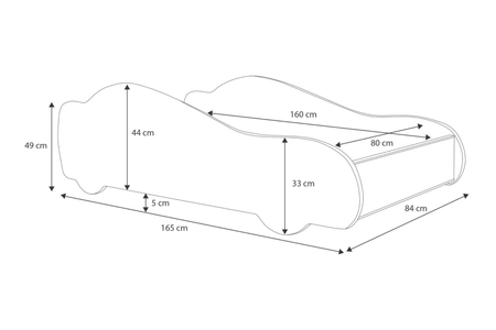 Łóżko dziecięce z serii AUTO 160x80 grafika materac - BATCAR