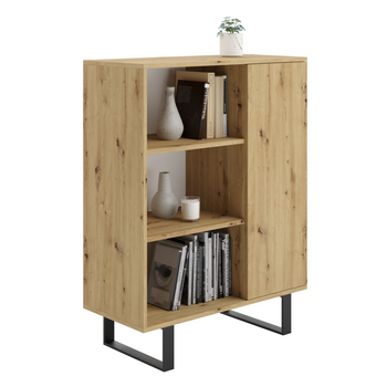 Komoda FONDI szafka z regałem loft, nogi metalowe - Dąb Artisan
