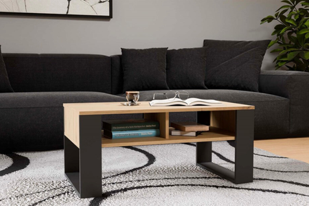 Stolik kawowy Ława MODI dwie półki - Dąb Artisan / Antracyt