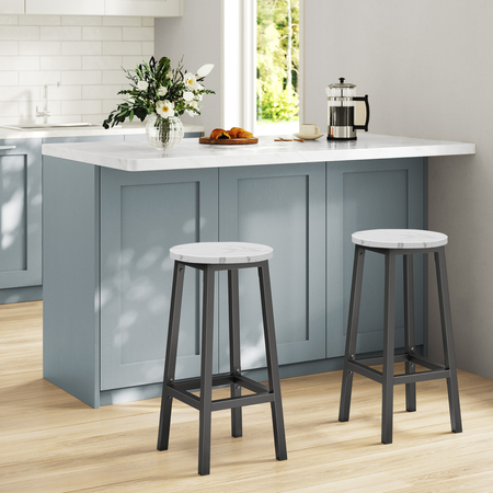 Taboret barowy NORDEN - Marmur / Nogi czarne