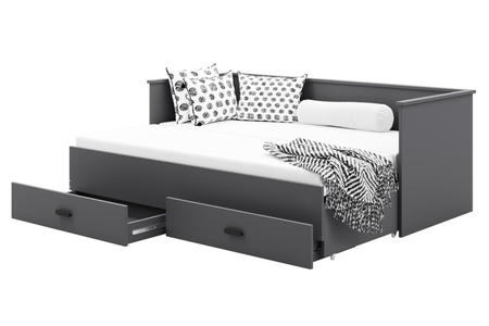 Łóżko podwójne HELIOS 200x160 - Szare, z materacem