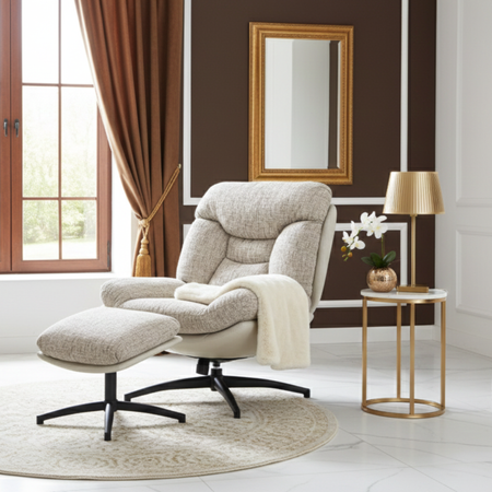 Fotel ALLERO z podnóżkiem - Beżowy