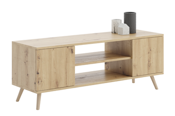 Szafka RTV FOCUS 155 cm skandynawska, nogi drewniane - Dąb Artisan