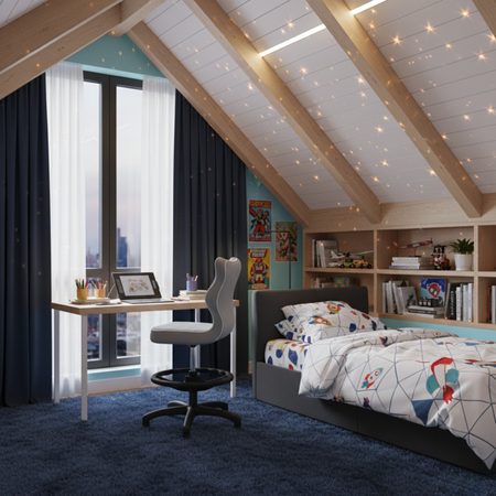 Krzesło dziecięce ergonomiczne LUMI 4 - Szare / Noga Czarna