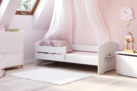Łóżko dziecięce LUK 160x80 barierka grafika - Princess