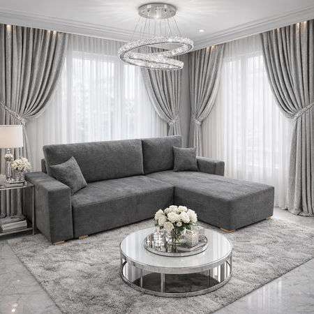 Narożnik ELVAR PRAWO/LEWO STRONNY - Grafitowy