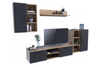 Zestaw mebli do salonu ICARO szafka RTV, szafka stojąca, szafka wisząca, półka - Dąb Artisan / Czarny