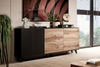 Komoda MODERN trzydrzwiowa, ryflowany front, loft - Dąb Wotan / Czarny