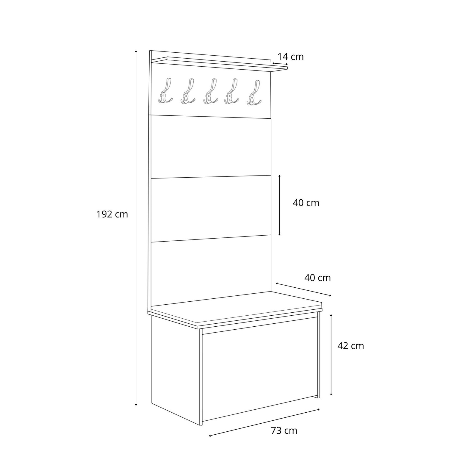 Szafka na buty z siedziskiem i wieszakiem ANDY panele szare
