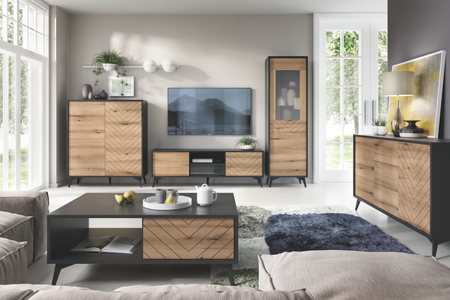 Ława MODIVA 104 cm - Dąb Evoke / Czarny