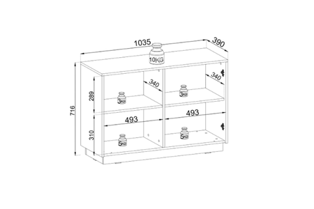 Komoda PRESTIGE 104 cm - Czarny / Złoty