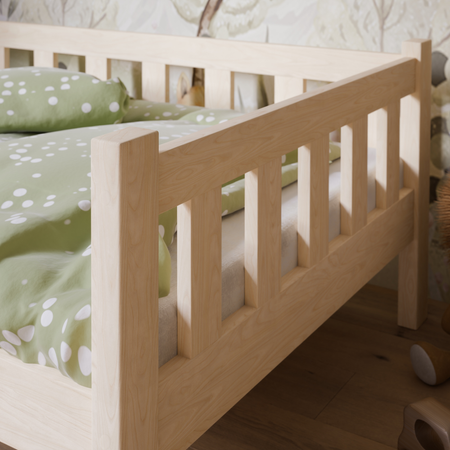 Łóżko dziecięce PINI 160x80 niskie drewniane nielakierowane - Naturalny