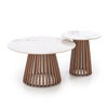 Stolik kawowy ARINA niski okrągły - Orzech / Beżowy