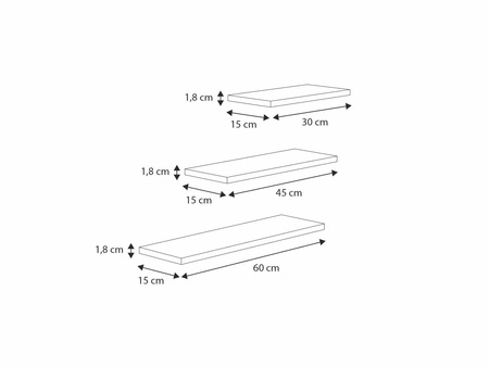 Zestaw 3 półek samowiszących LEWIT - dab sonoma