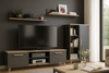 Zestaw mebli do salonu OSKAR komoda, szafka RTV, półki, styl skandynawski, nogi drewniane - Antracyt / Dąb Artisan