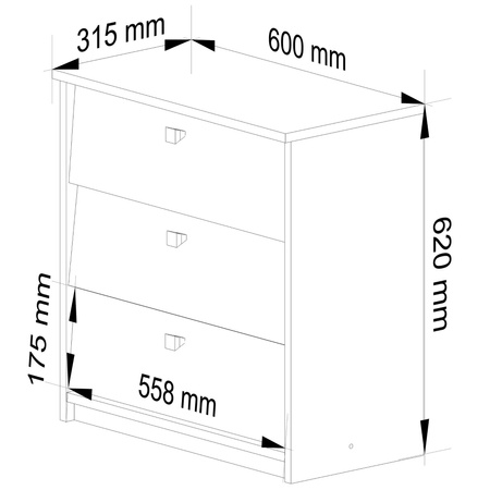 Szafka na buty 3 uchylne drzwiczki 60 cm - Biała