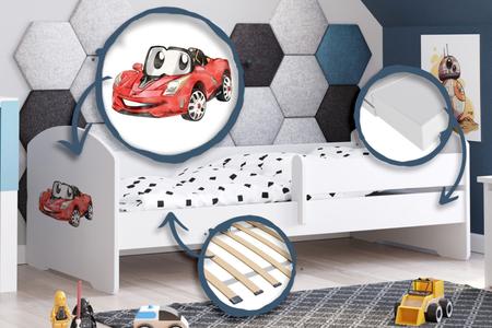 Łóżko pojedyncze LUK 140x70 z barierką - Auto