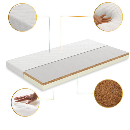 Materac pianka-kokos 180x80x10 cm pikowany pokrowiec