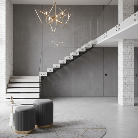 Zestaw 2 puf MARINE - Popielaty